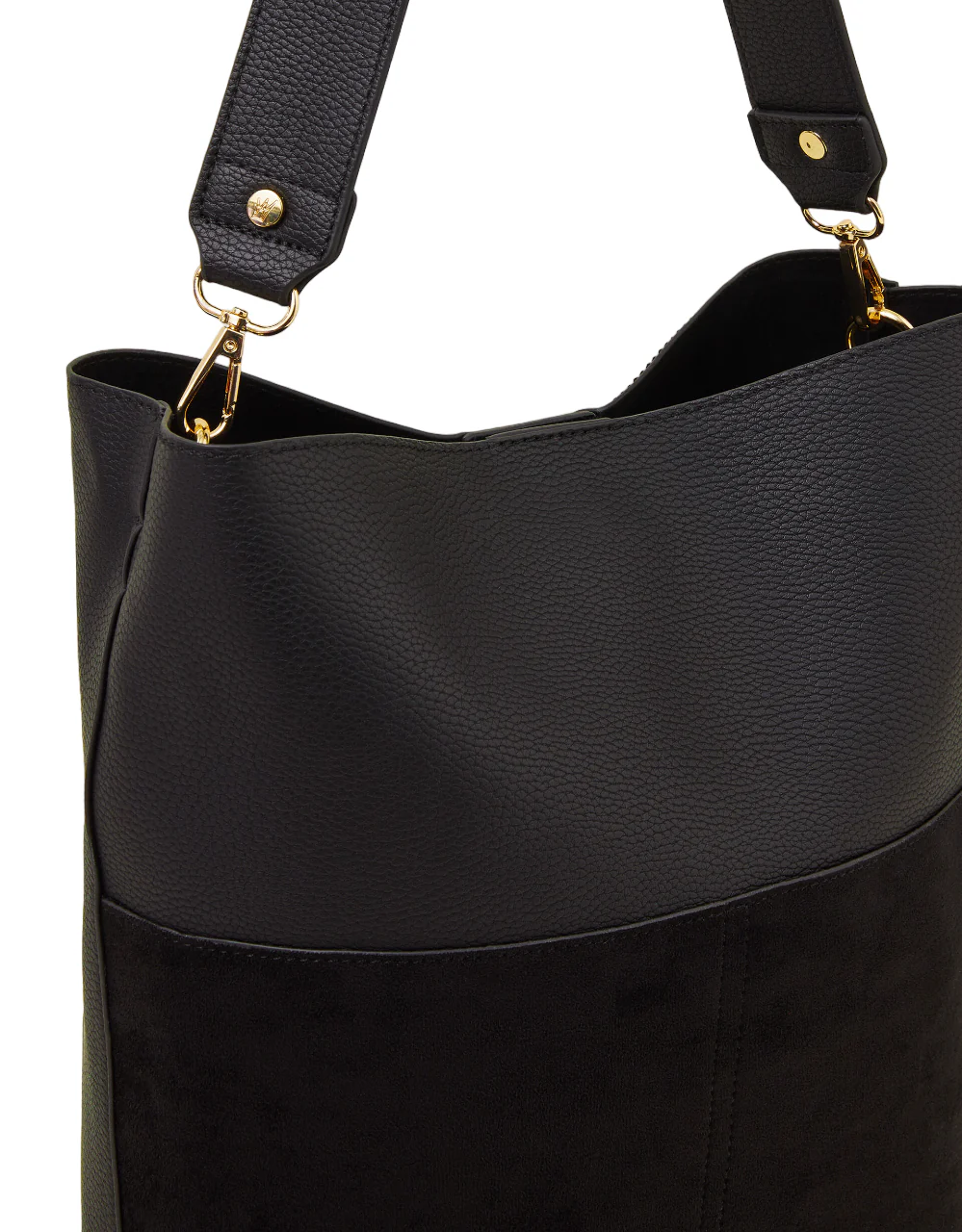 Black Open-Top Tote with Magnetic Fastening